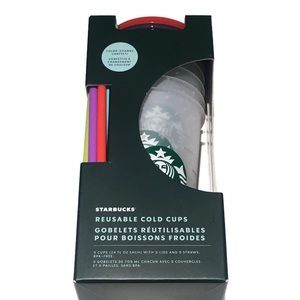 NWT Starbucks limited ed Colour changing confetti  cups 5 matching straws, lids